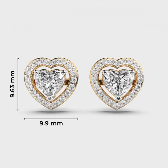 1 Carat Heart and Halo Studs